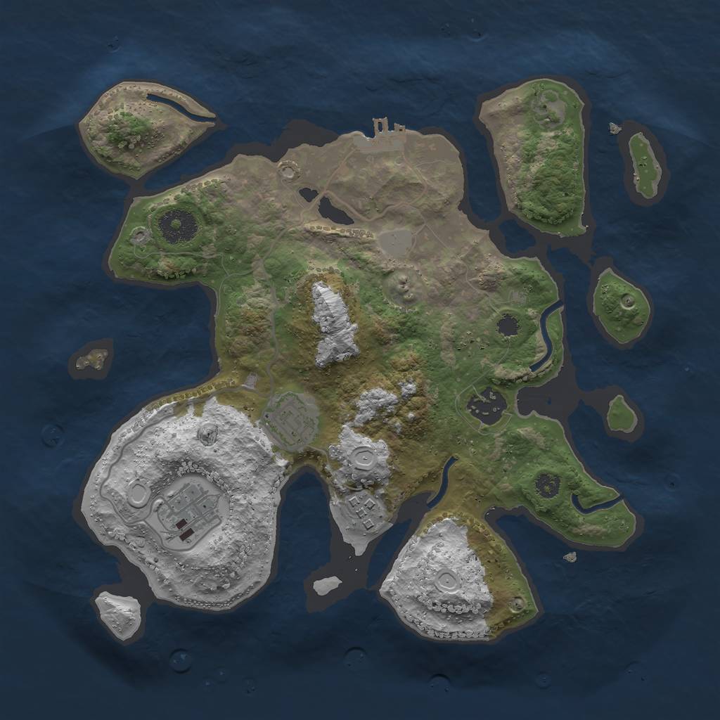 Rust Map: Procedural Map, Size: 3000, Seed: 1973500581, 10 Monuments