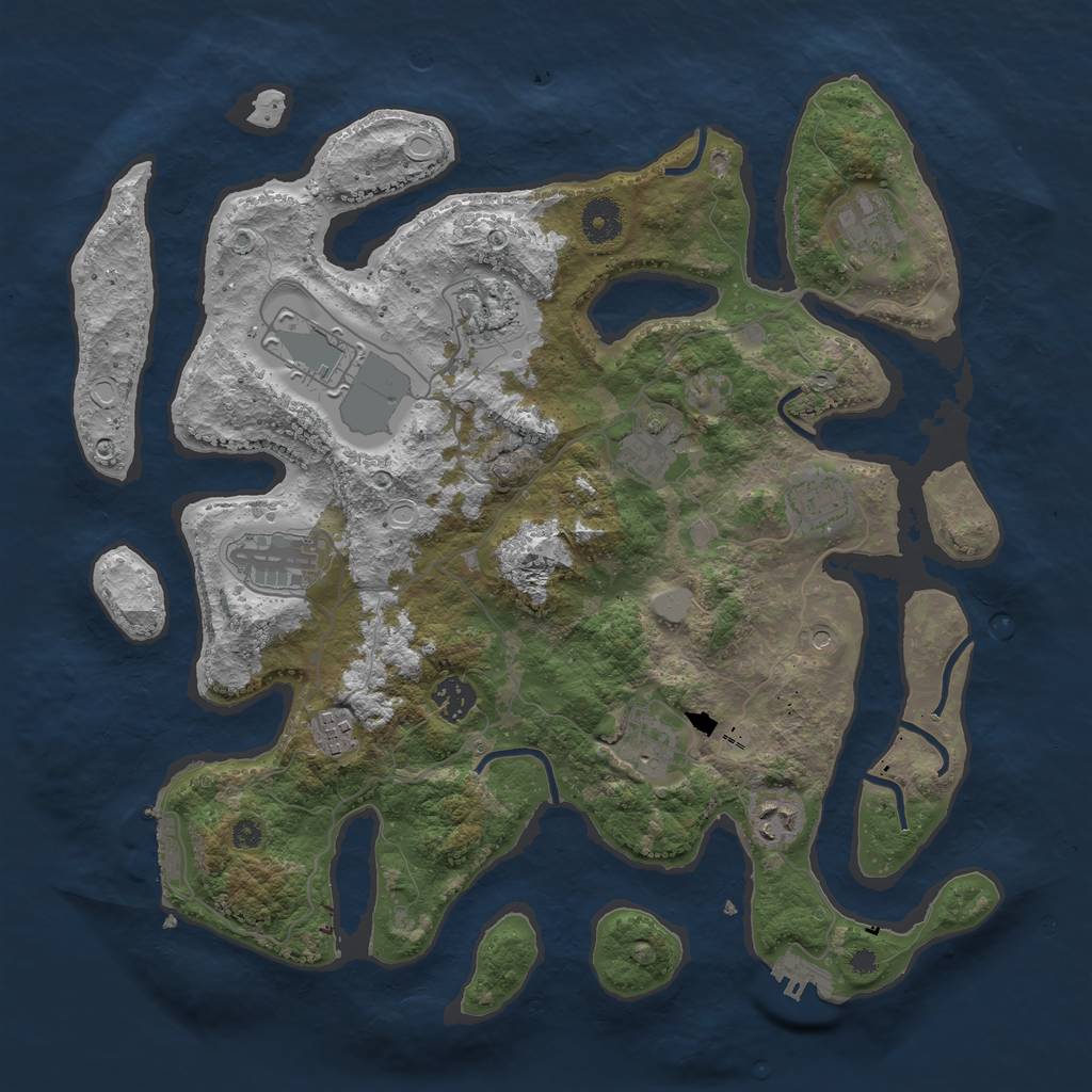 Rust Map: Procedural Map, Size: 3800, Seed: 3655642, 18 Monuments