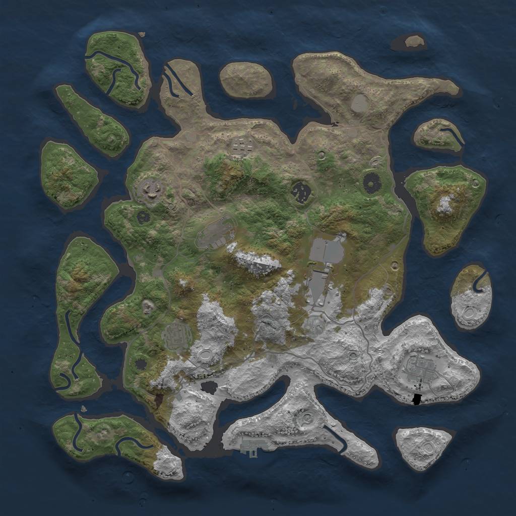 Rust Map: Procedural Map, Size: 4000, Seed: 76802786, 14 Monuments