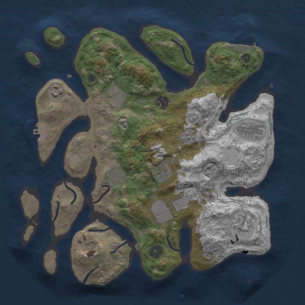 Rust Map: Procedural Map, Size: 3500, Seed: 35915264, 18 Monuments