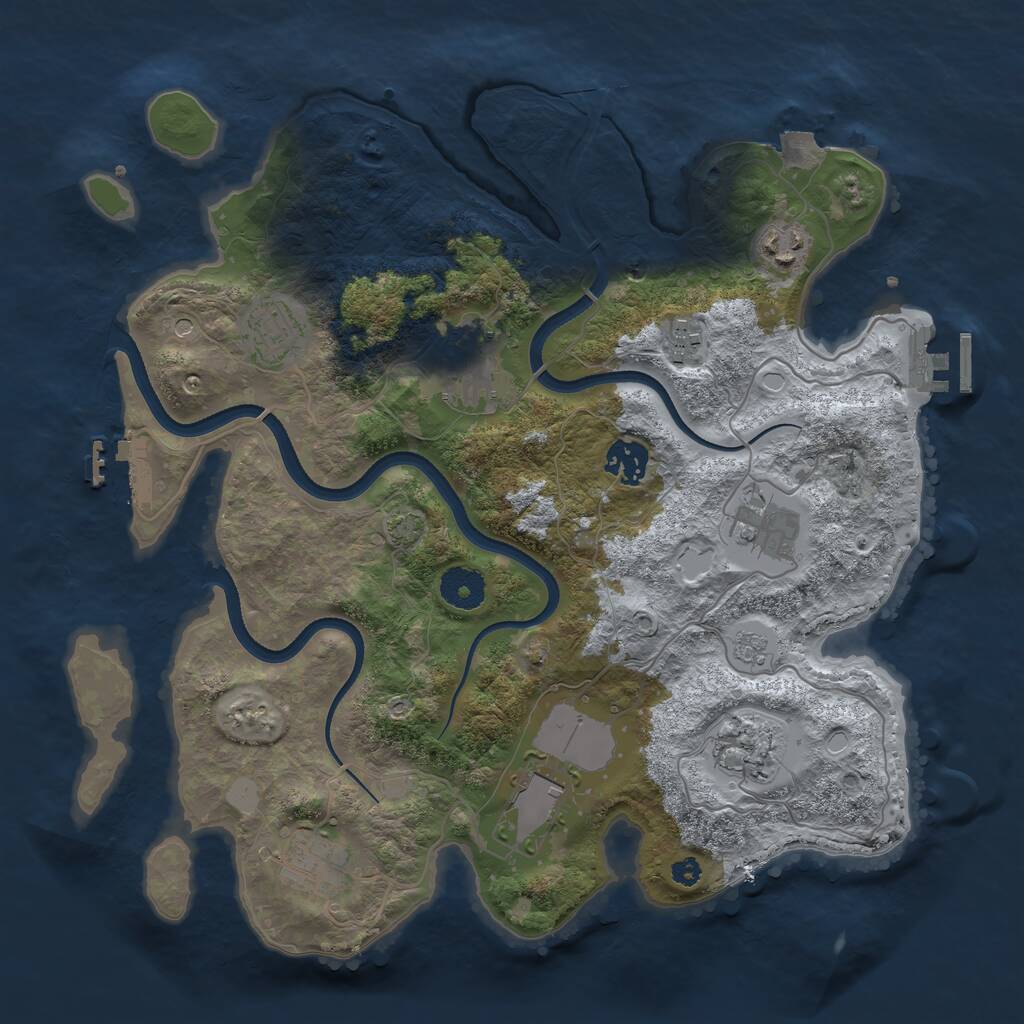 Rust Map: Procedural Map, Size: 3500, Seed: 35915264, 15 Monuments