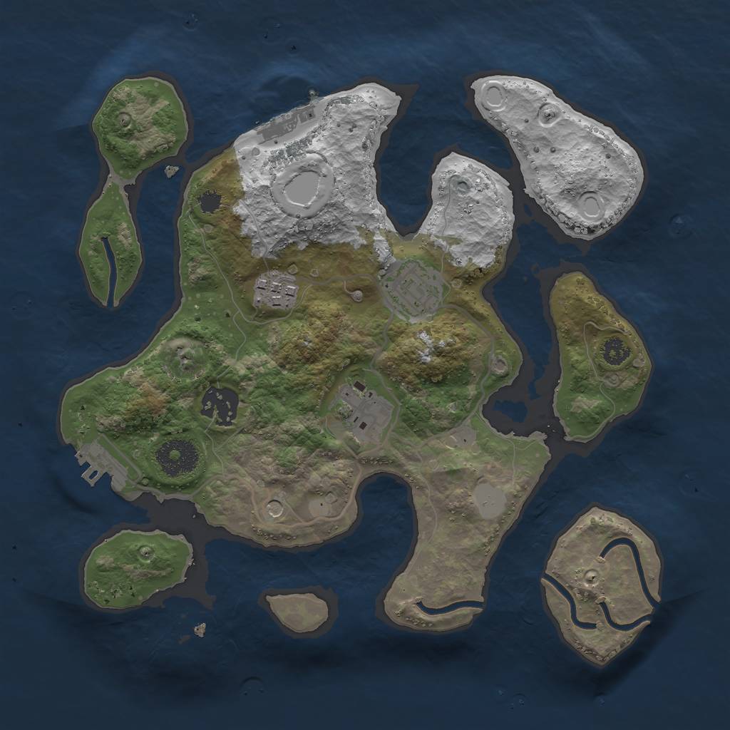 Rust Map: Procedural Map, Size: 2800, Seed: 9647, 12 Monuments