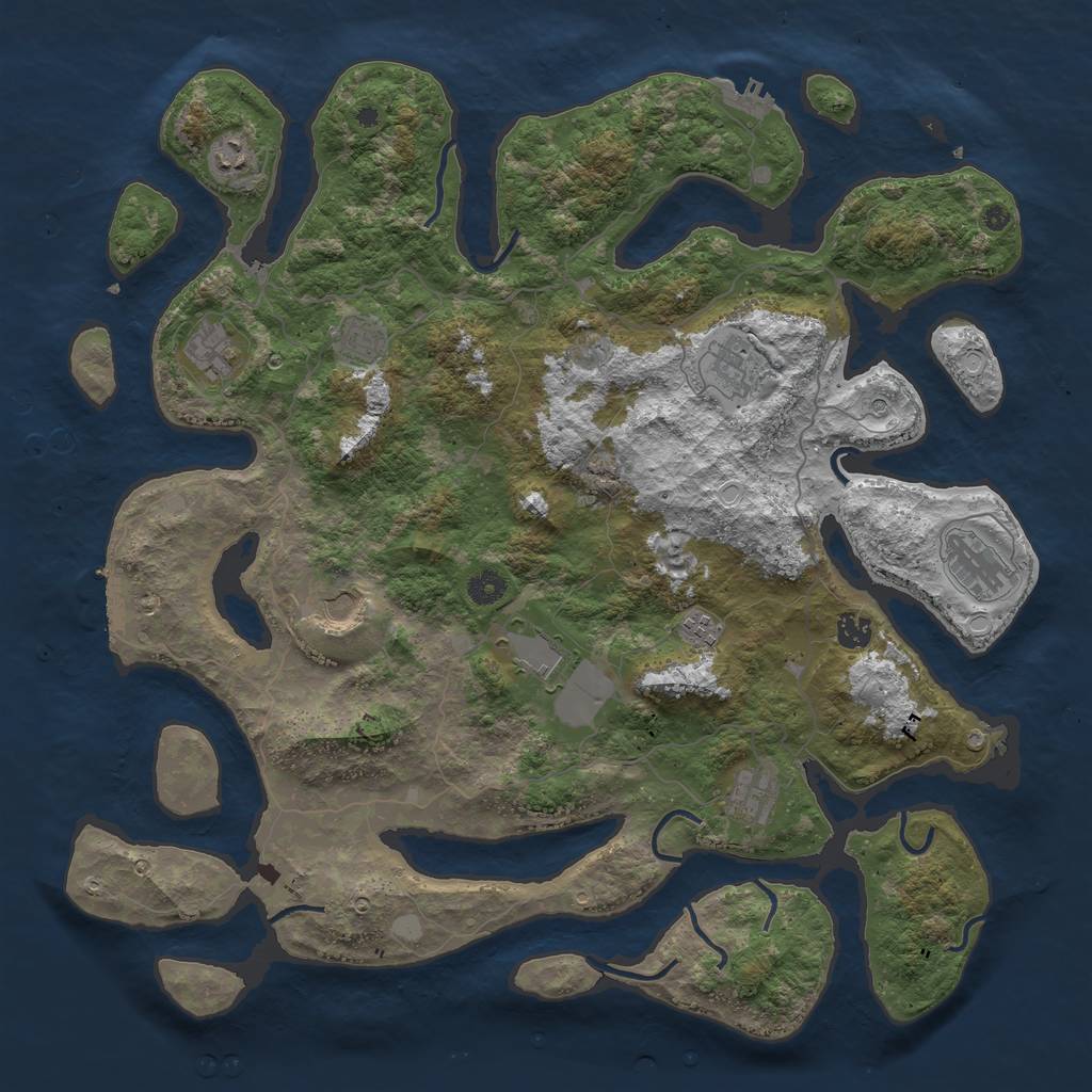 Rust Map: Procedural Map, Size: 4500, Seed: 1015258025, 18 Monuments