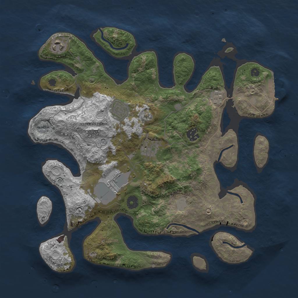 Rust Map: Procedural Map, Size: 3500, Seed: 345728, 13 Monuments