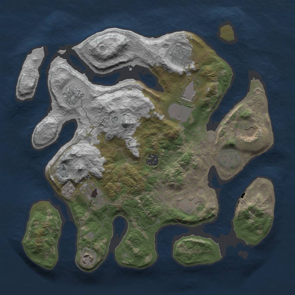 Rust Map: Barren, Size: 3500, Seed: 1640495695, 13 Monuments