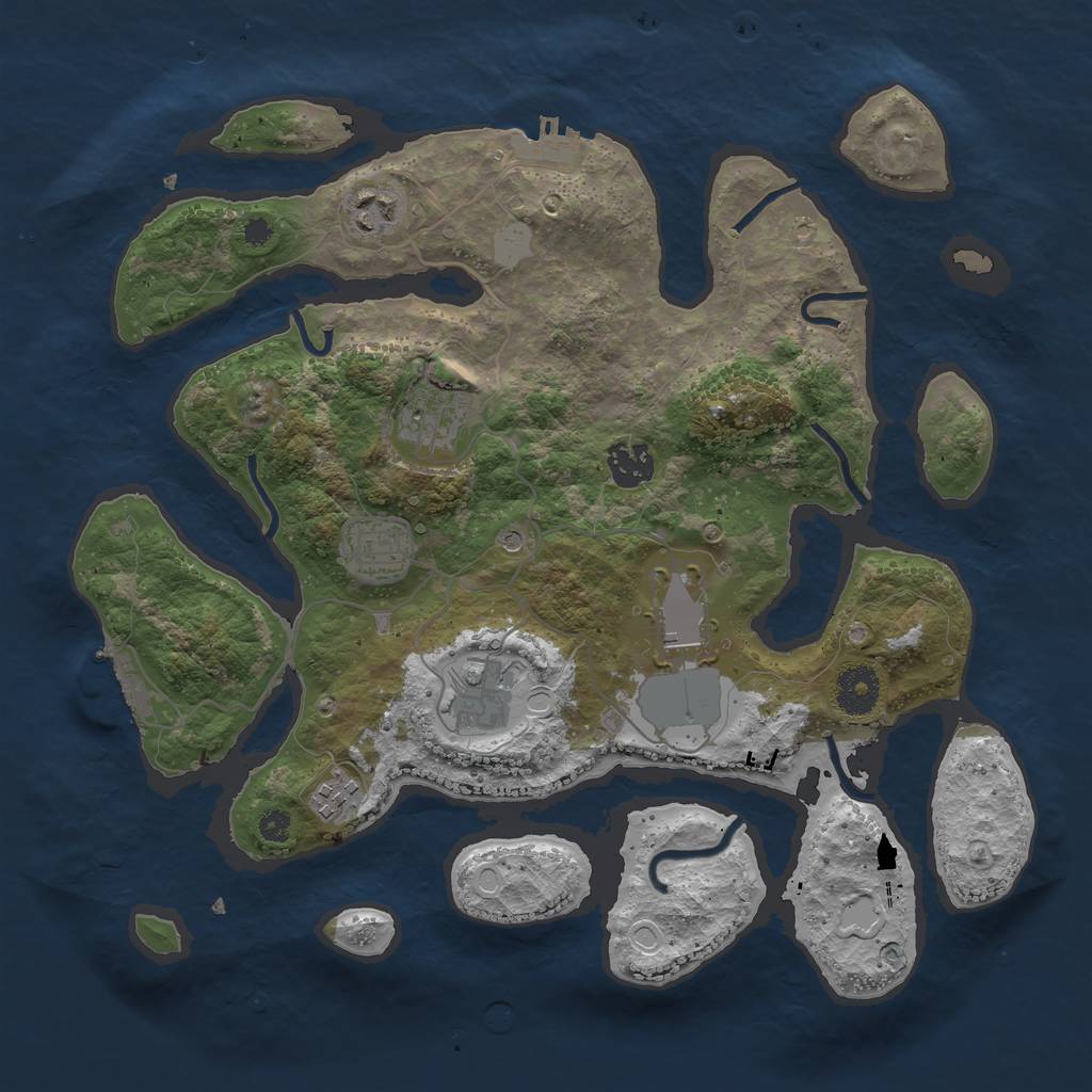 Rust Map: Procedural Map, Size: 3500, Seed: 1238057796, 15 Monuments