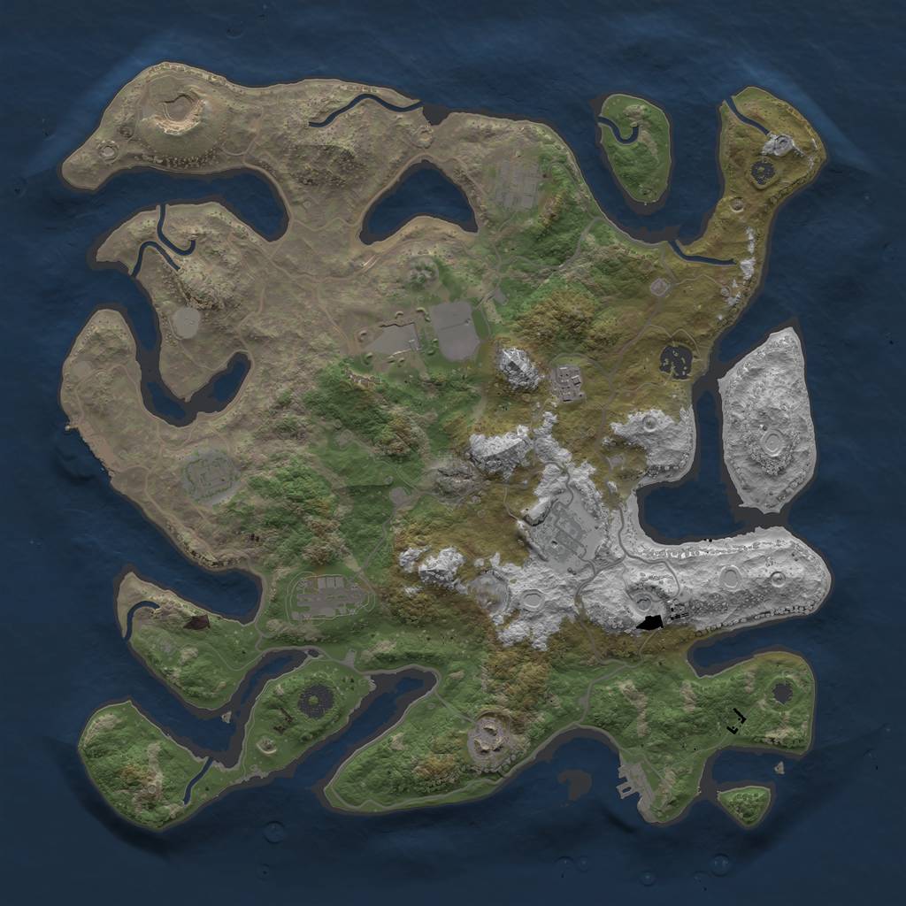 Rust Map: Procedural Map, Size: 4000, Seed: 133966116, 17 Monuments