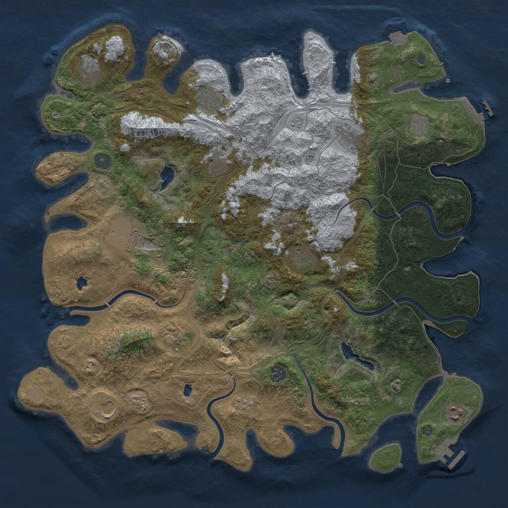 Rust Map: Procedural Map, Size: 4600, Seed: 58467984, 19 Monuments