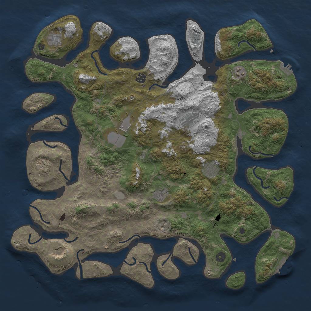 Rust Map: Procedural Map, Size: 4600, Seed: 58467984, 18 Monuments