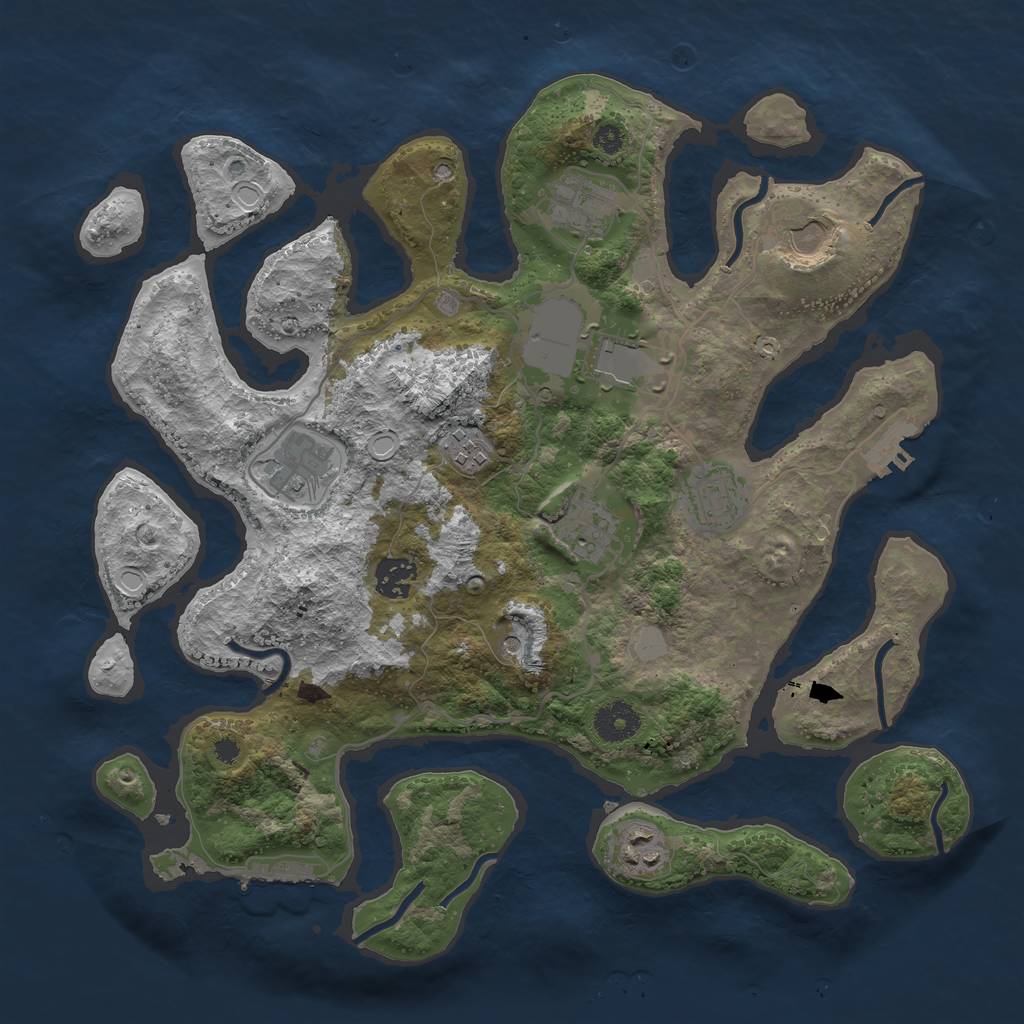 Rust Map: Procedural Map, Size: 3600, Seed: 579472468, 17 Monuments