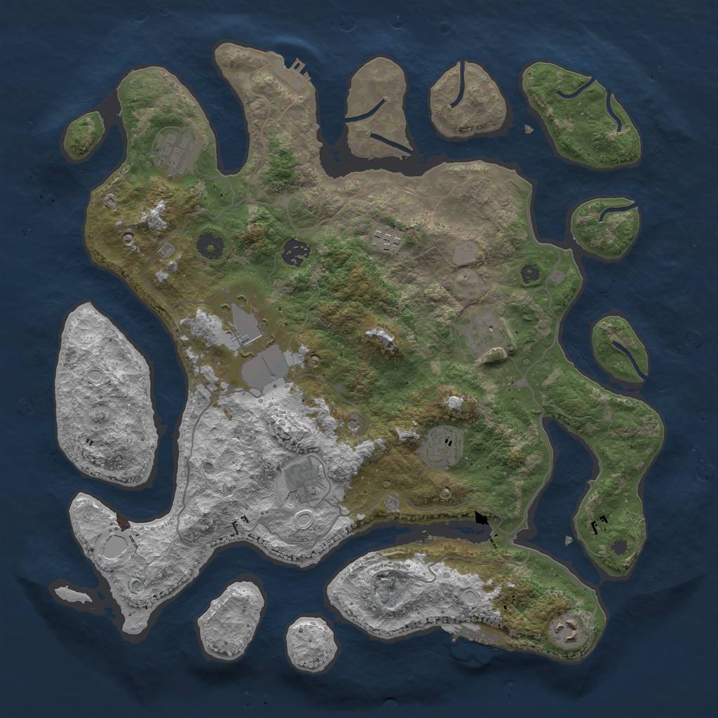 Rust Map: Procedural Map, Size: 4000, Seed: 5150, 16 Monuments