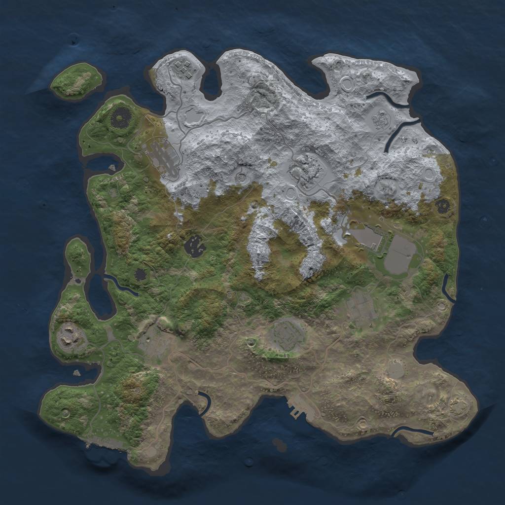 Rust Map: Procedural Map, Size: 3600, Seed: 1882838255, 17 Monuments