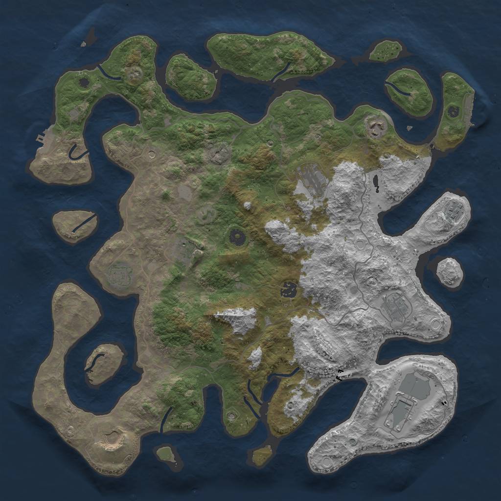 Rust Map: Procedural Map, Size: 4500, Seed: 845511334, 17 Monuments