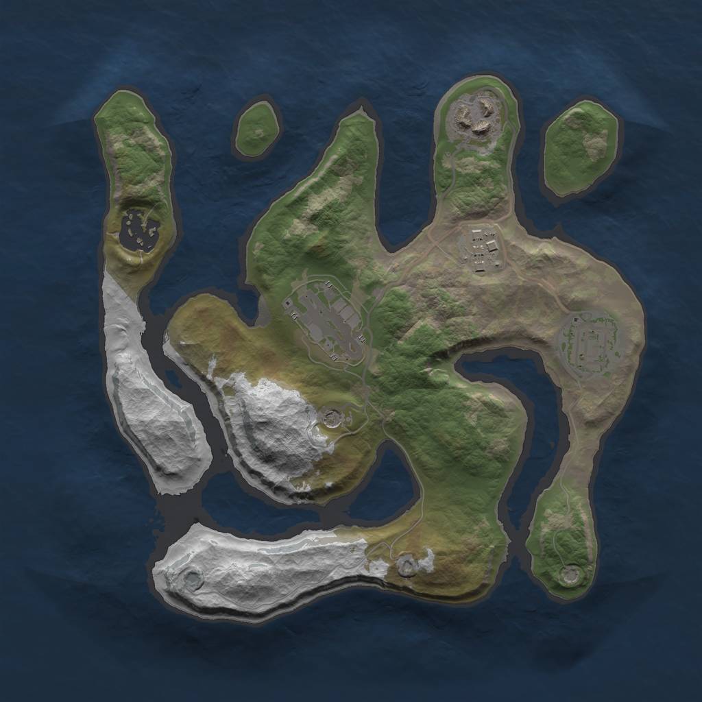 Rust Map: Barren, Size: 2500, Seed: 456545665, 8 Monuments