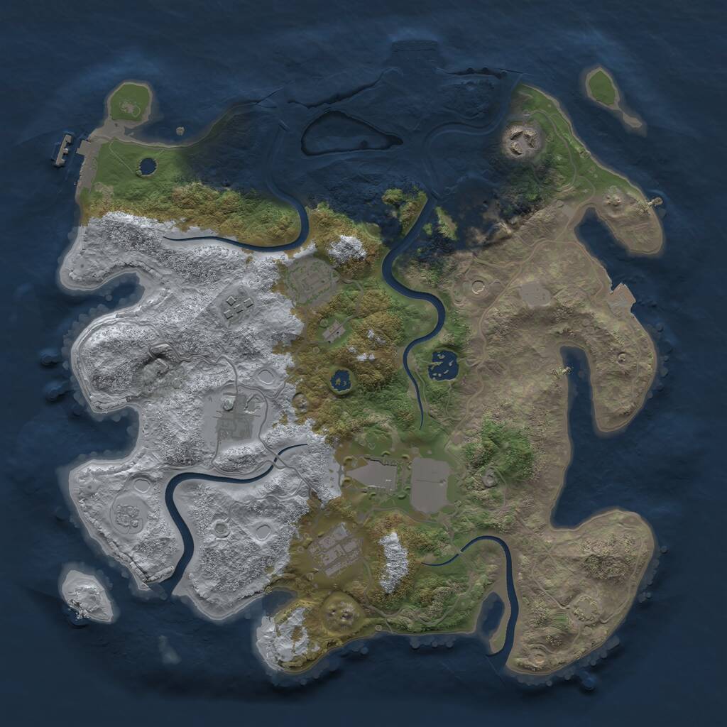 Rust Map: Procedural Map, Size: 3500, Seed: 22532937, 14 Monuments
