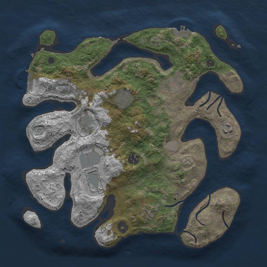 Rust Map: Procedural Map, Size: 3500, Seed: 22532937, 15 Monuments