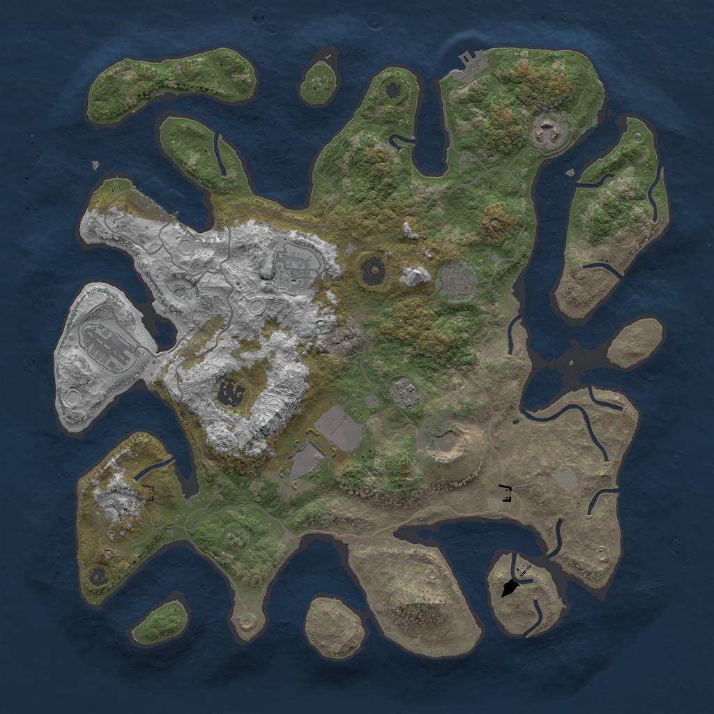 Rust Map: Procedural Map, Size: 4000, Seed: 368789, 17 Monuments