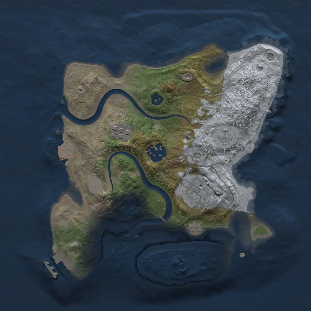 Rust Map: Procedural Map, Size: 2500, Seed: 216487, 7 Monuments