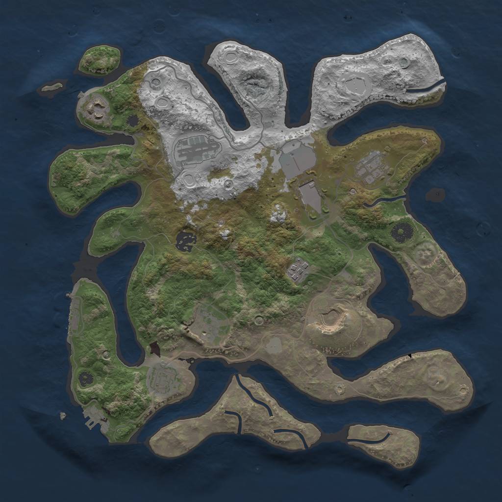 Rust Map: Procedural Map, Size: 3600, Seed: 938880275, 17 Monuments