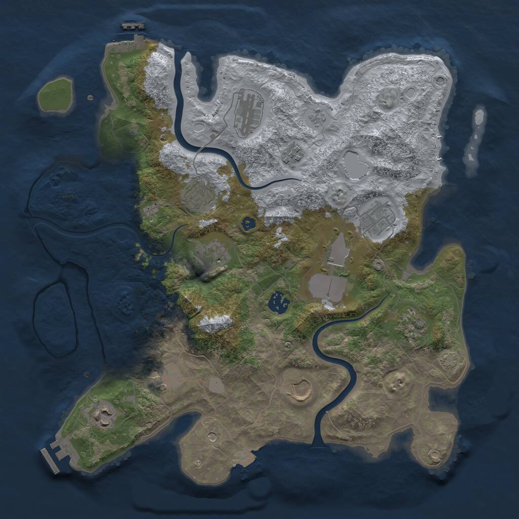 Rust Map: Procedural Map, Size: 3700, Seed: 1544744789, 17 Monuments