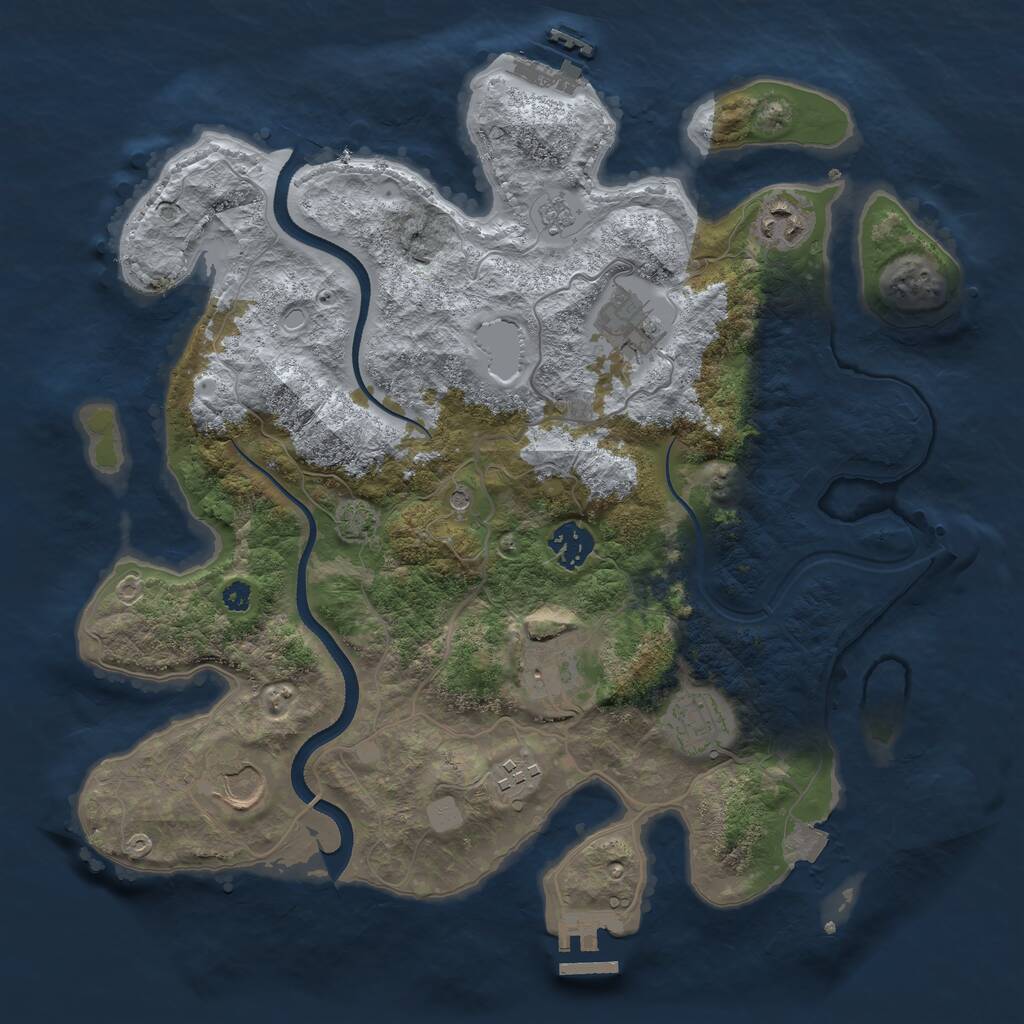 Rust Map: Procedural Map, Size: 3500, Seed: 54883698, 13 Monuments