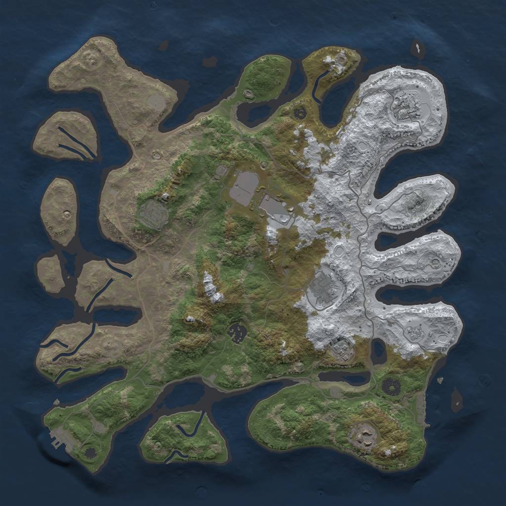 Rust Map: Procedural Map, Size: 4000, Seed: 784792440, 16 Monuments