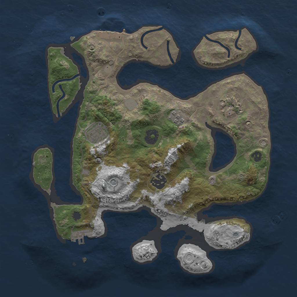 Rust Map: Procedural Map, Size: 3000, Seed: 42354, 12 Monuments