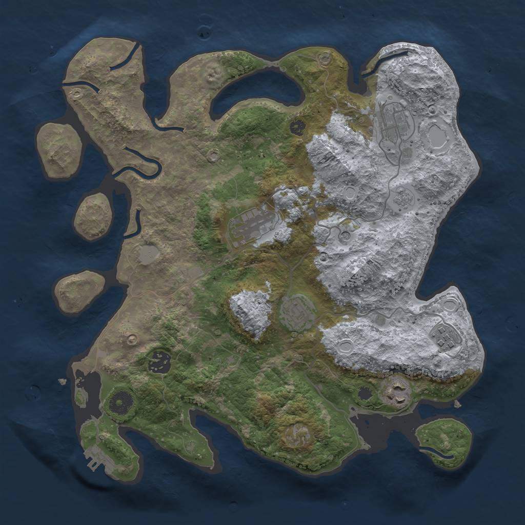 Rust Map: Procedural Map, Size: 3400, Seed: 259786186, 12 Monuments