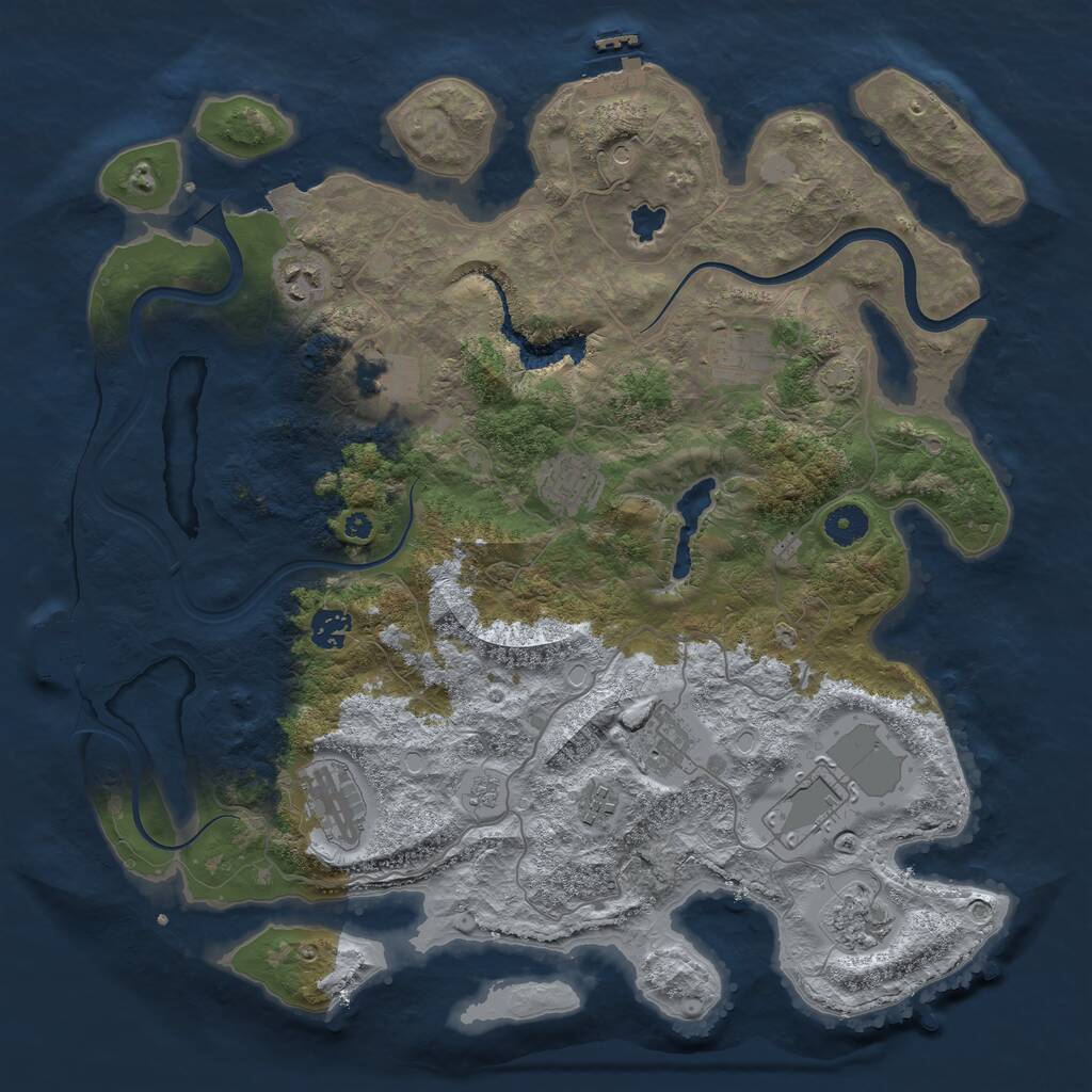Rust Map: Procedural Map, Size: 4000, Seed: 34678, 16 Monuments