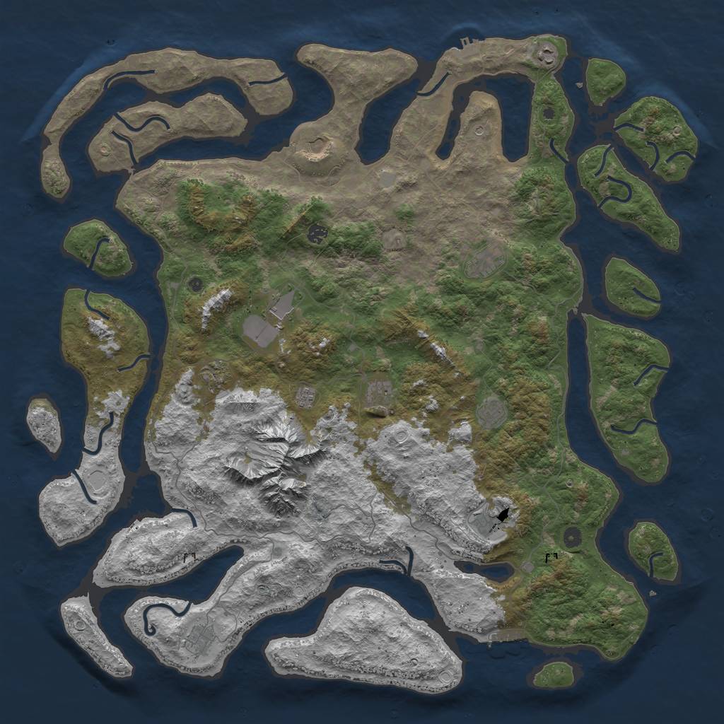 Rust Map: Procedural Map, Size: 5555, Seed: 2147483647, 19 Monuments