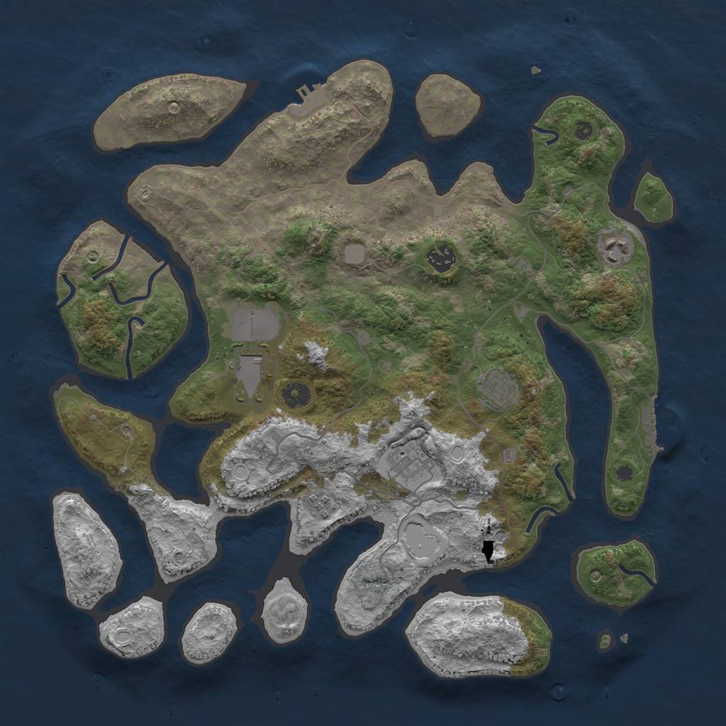 Rust Map: Procedural Map, Size: 4000, Seed: 664980315, 14 Monuments