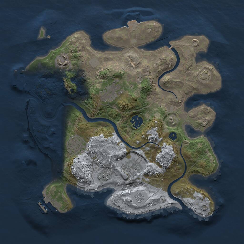 Rust Map: Procedural Map, Size: 3000, Seed: 46650, 12 Monuments