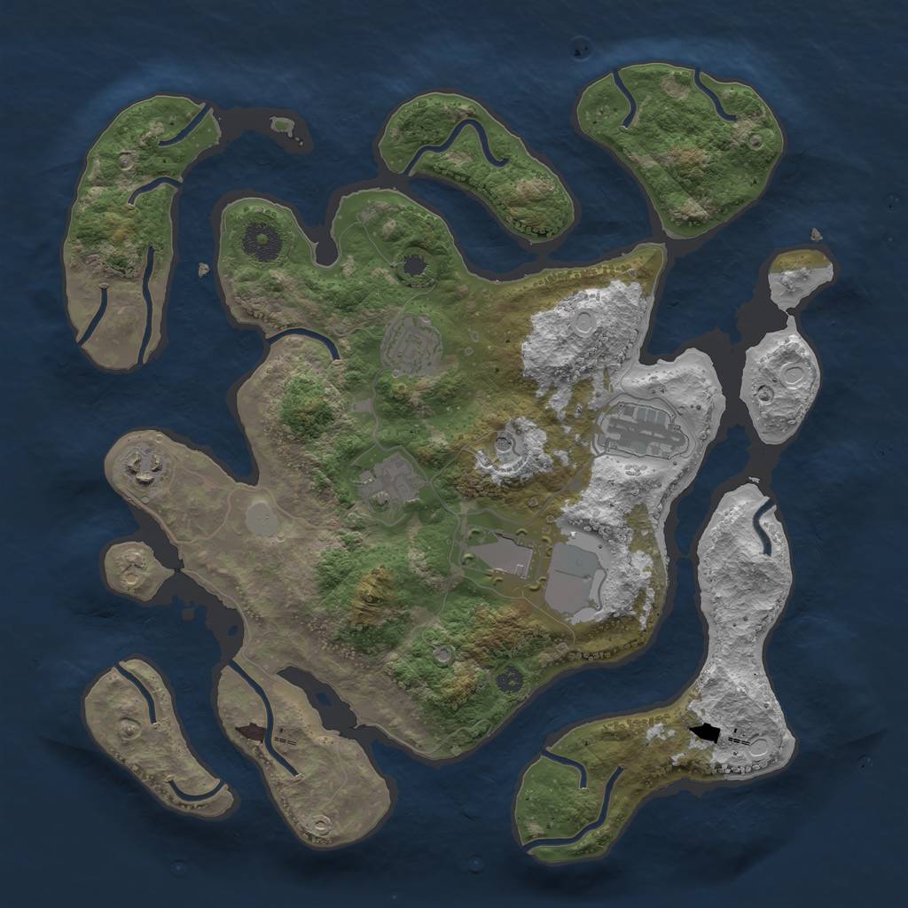 Rust Map: Procedural Map, Size: 3500, Seed: 1442705412, 11 Monuments