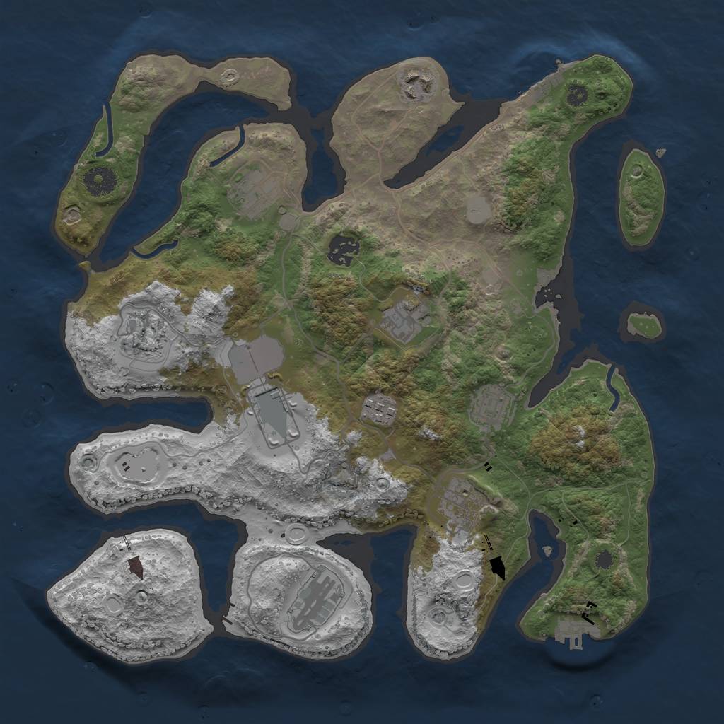 Rust Map: Procedural Map, Size: 3500, Seed: 1331884665, 18 Monuments