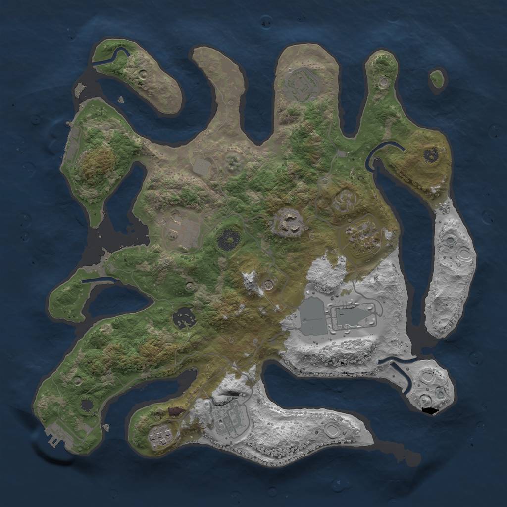 Rust Map: Procedural Map, Size: 3500, Seed: 593109439, 16 Monuments