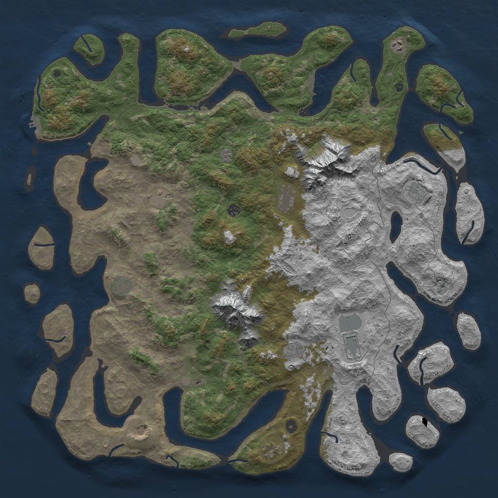 Rust Map: Procedural Map, Size: 6000, Seed: 293841, 19 Monuments