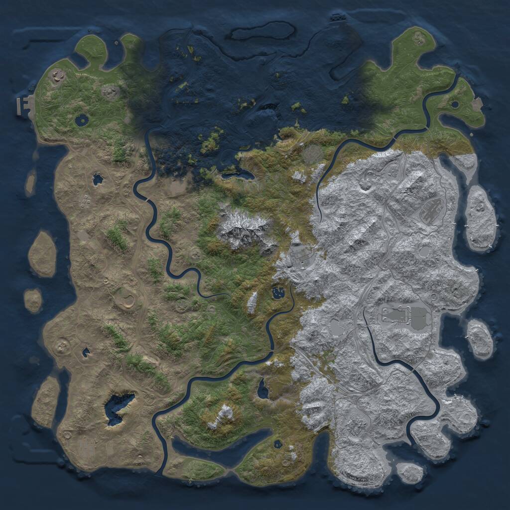 Rust Map: Procedural Map, Size: 6000, Seed: 293841, 17 Monuments