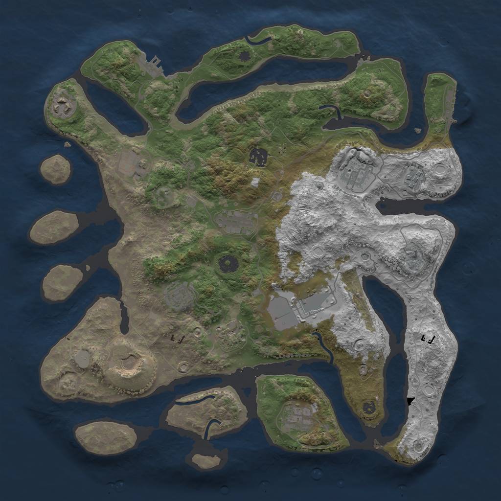 Rust Map: Procedural Map, Size: 3950, Seed: 514182114, 19 Monuments