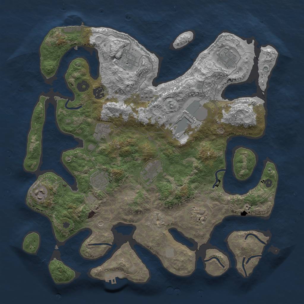 Rust Map: Procedural Map, Size: 3850, Seed: 846861875, 18 Monuments