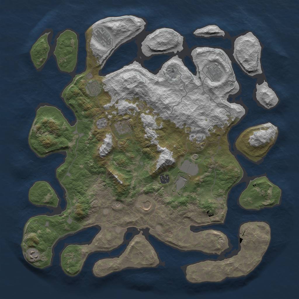 Rust Map: Barren, Size: 4500, Seed: 30511, 13 Monuments