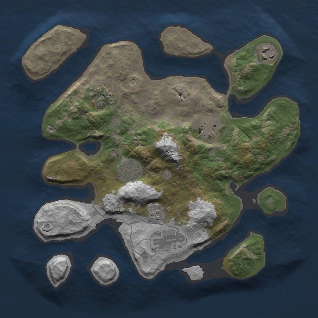 Rust Map: Barren, Size: 3000, Seed: 810851, 9 Monuments