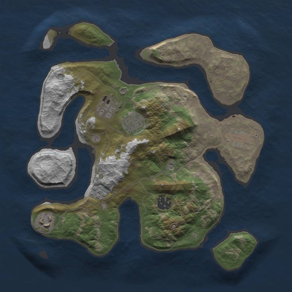 Rust Map: Barren, Size: 3000, Seed: 441389, 9 Monuments