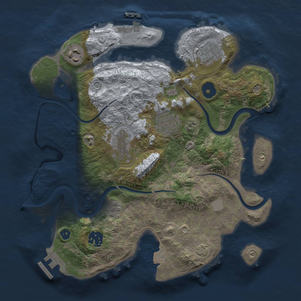Rust Map: Procedural Map, Size: 3000, Seed: 503575, 11 Monuments