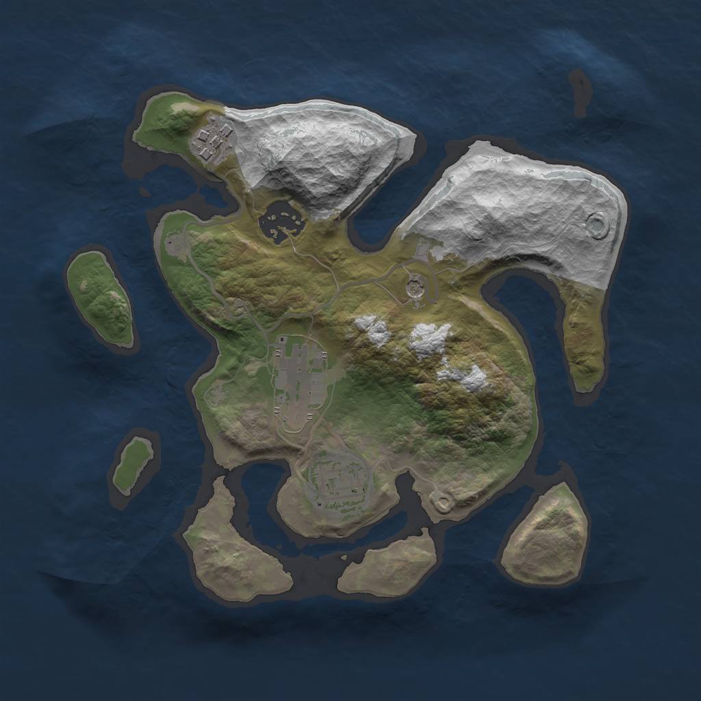 Rust Map: Barren, Size: 2500, Seed: 6134, 7 Monuments