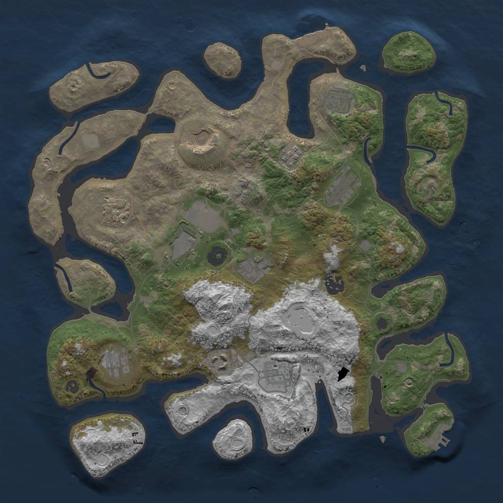 Rust Map: Procedural Map, Size: 3850, Seed: 1782457570, 19 Monuments