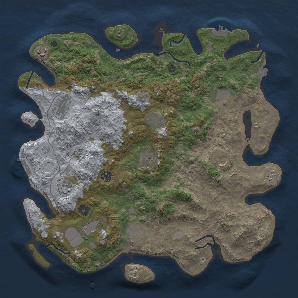 Rust Map: Procedural Map, Size: 4000, Seed: 100816564, 19 Monuments