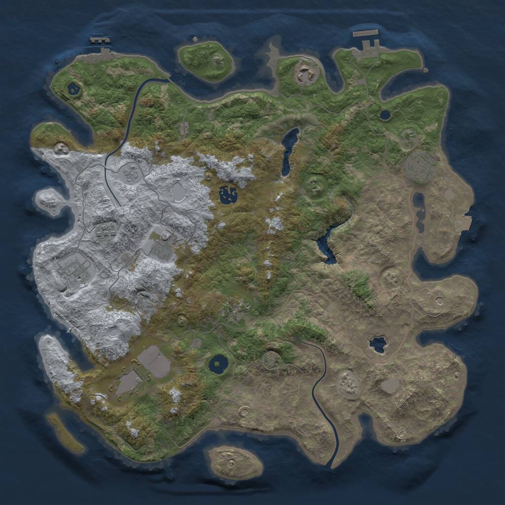 Rust Map: Procedural Map, Size: 4000, Seed: 100816564, 14 Monuments