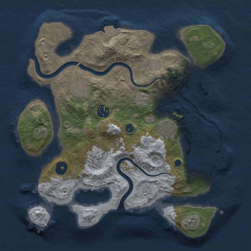 Rust Map: Procedural Map, Size: 3000, Seed: 270435, 10 Monuments