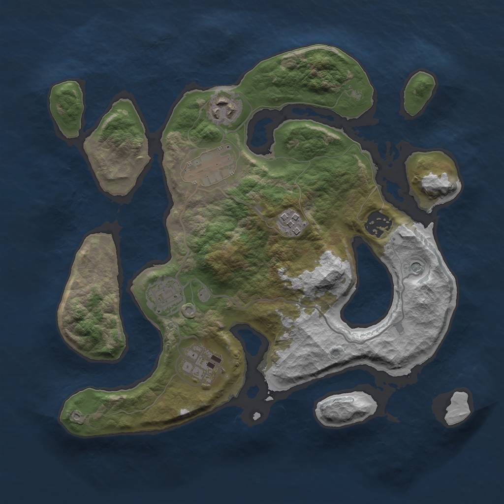 Rust Map: Barren, Size: 3000, Seed: 186217, 9 Monuments