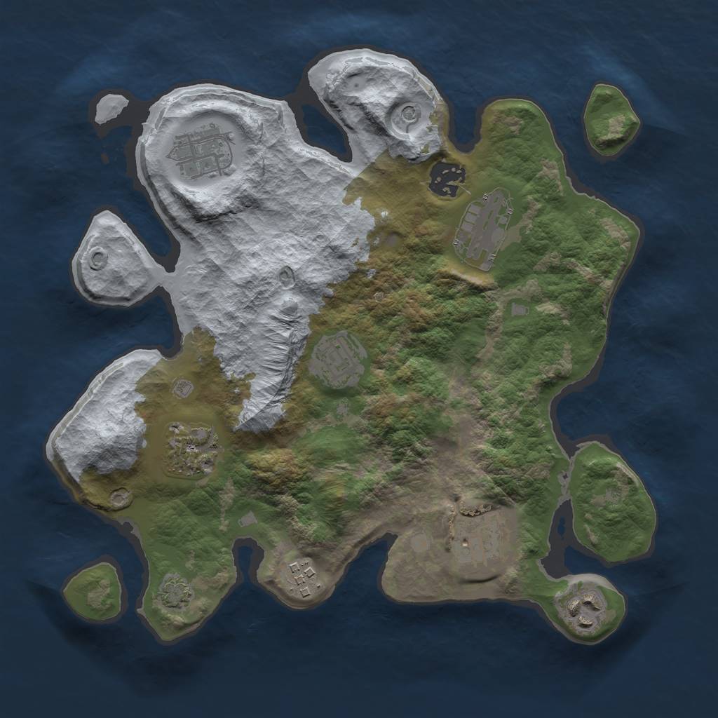 Rust Map: Barren, Size: 3000, Seed: 173331, 12 Monuments